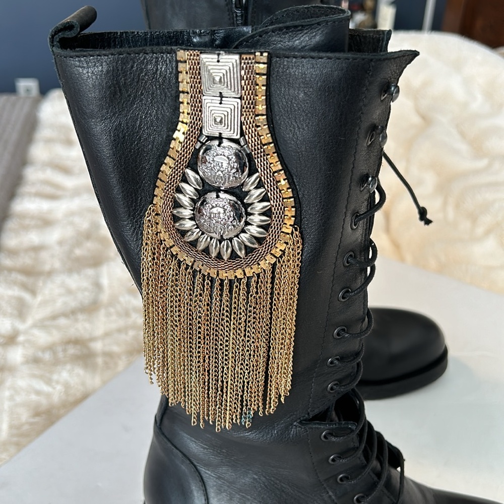 New with Box Lace up Leather Military Boots - Picture 2 of 6